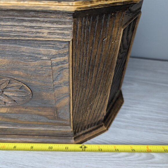 Vintage MCM Lerner Faux Wood Plastic Sewing Box w/Clear Removable Tray 9" Tall - Picture 13 of 15